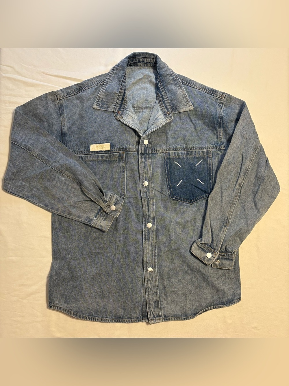 Men’s Fashion Retro Denim Long- Sleeved Shirt size XL Mars Fashions